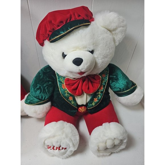 Vintage TB Toys Trading 2001 Christmas Bears Plush 20" Couple Boy Girl Holidays - Picture 3 of 5